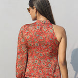 Red Ajrakh Handblock Printed Modal Silk Top
