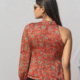 Red Ajrakh Handblock Printed Modal Silk Top