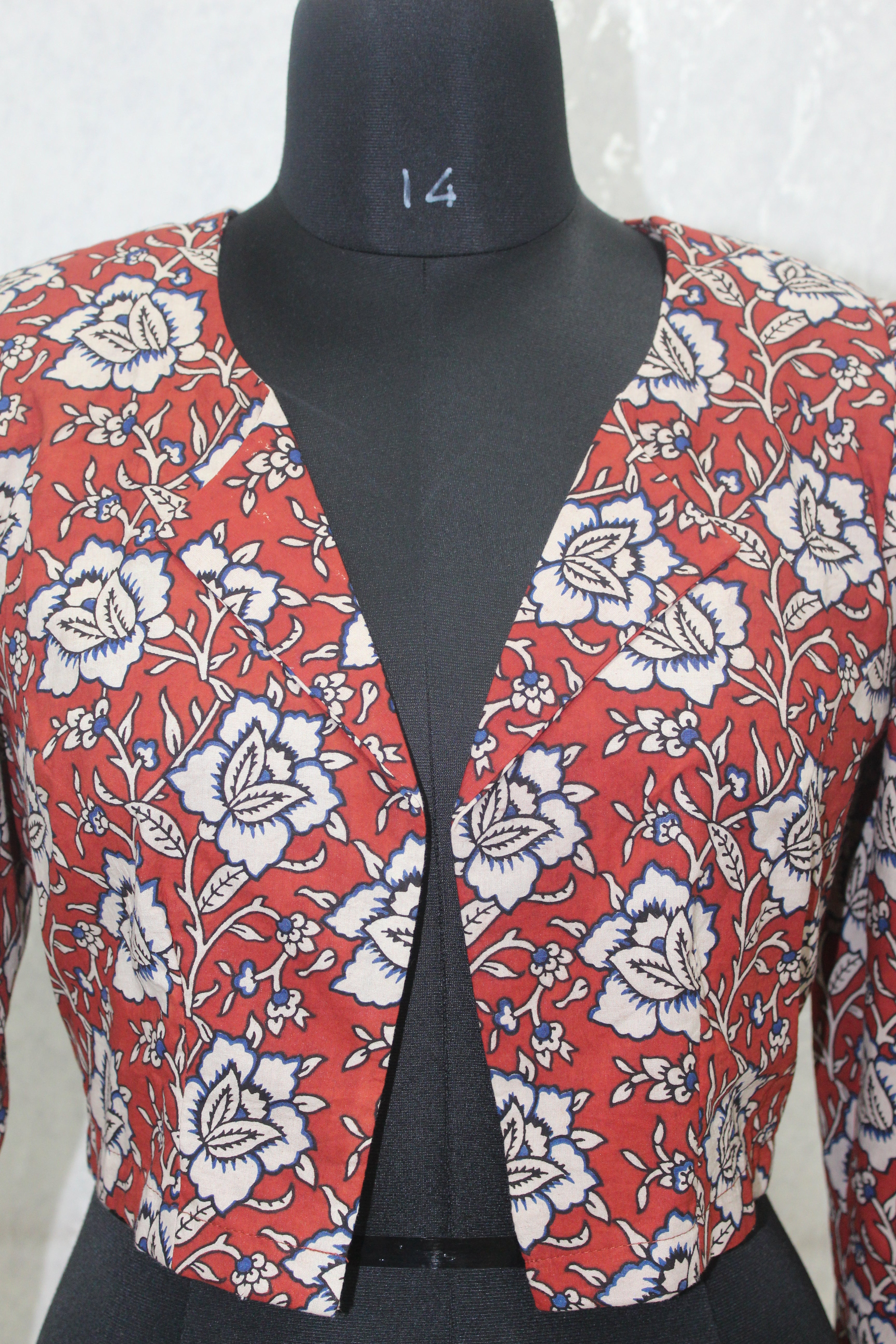 Red Kalamkari Handblock Printed Cotton  Shrug