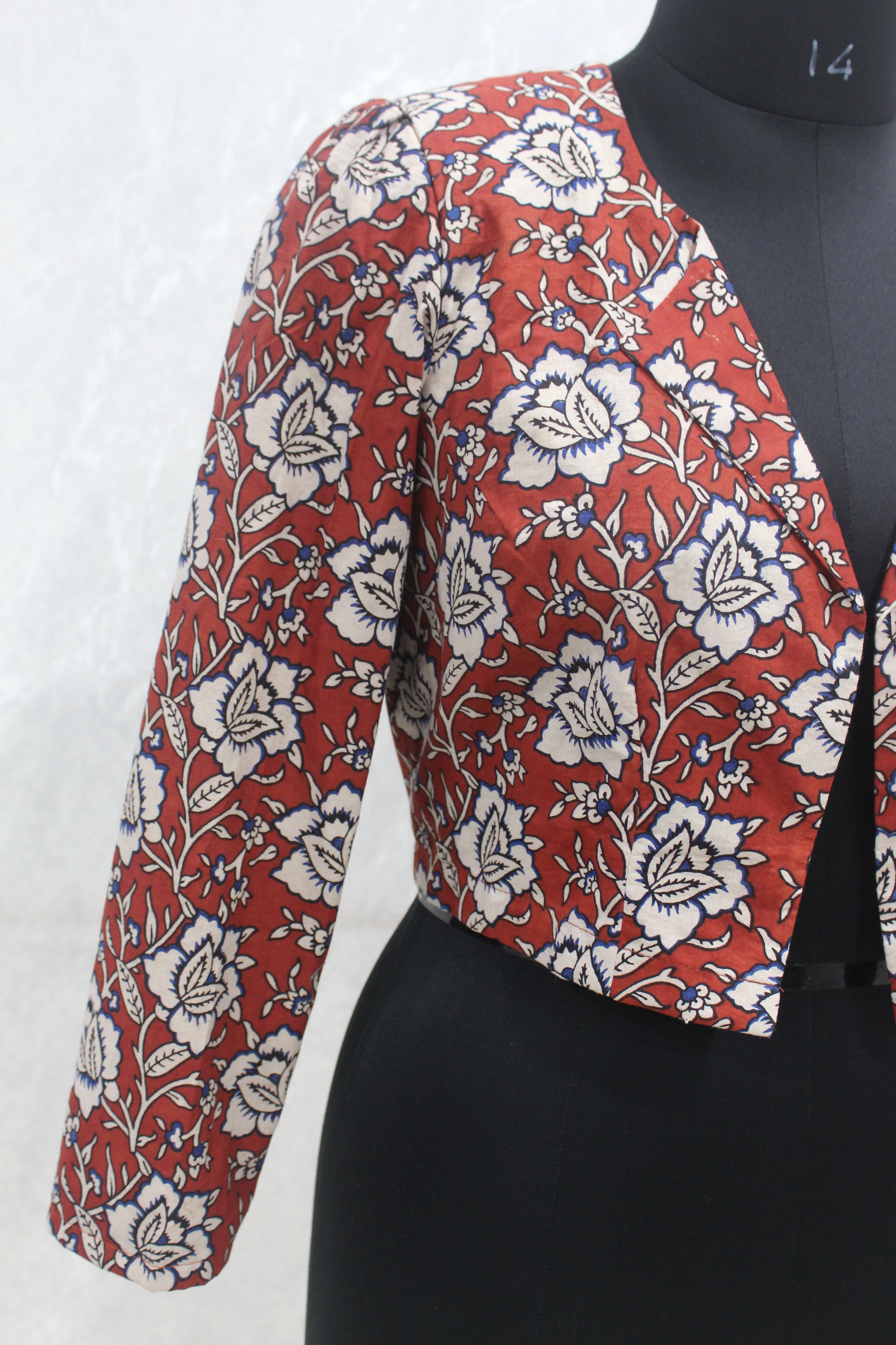 Red Kalamkari Handblock Printed Cotton  Shrug