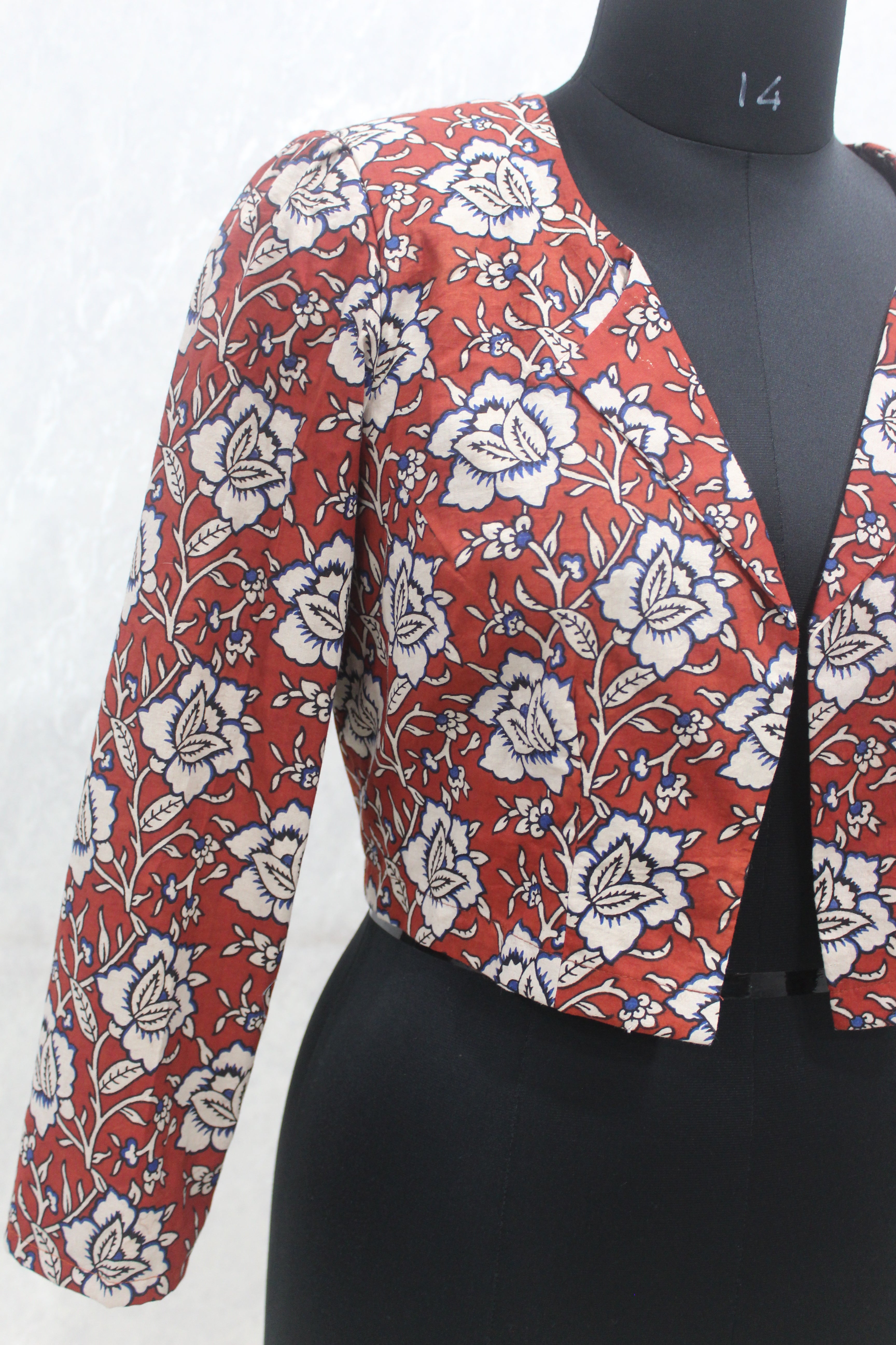 Red Kalamkari Handblock Printed Cotton  Shrug