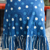 Indigo dabu handblock print polka dots wrap style cotton skirts with frills