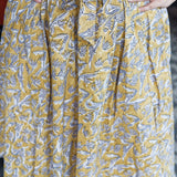 Mustard sangnaeri handblock print asymmetrical  cotton skirt