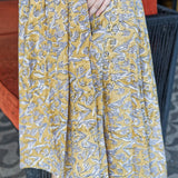 Mustard sangnaeri handblock print asymmetrical  cotton skirt