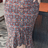Ajrakh handblock print brown cotton skirt