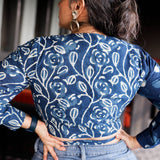 Indigo dabu handblock print half n half wrap top