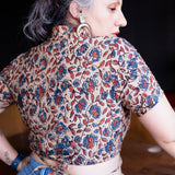 Ajrakh handblock floral print tie-me-up crop top