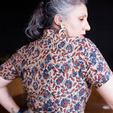 Ajrakh handblock floral print tie-me-up crop top