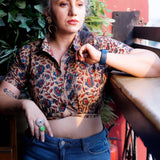 Ajrakh handblock floral print tie-me-up crop top