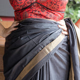 Red Ajrakh Handblock printed modal silk deep neck blouse