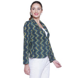 Ajrakh Zig Zag Handblock Printed Cotton Blazer