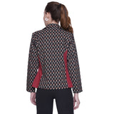 Black Cotton Blazer with Red & White Bagru Handblock Printed Booti