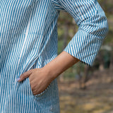 Blue dabu stripe handblock cotton shrug