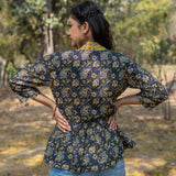 Bagru kalamkari handblock print peplum style short cotton shrug