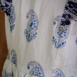 White Paisley Frill Cotton Dress