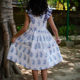 White Paisley Frill Cotton Dress