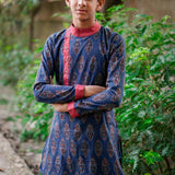 Indigo Ajrakh Paisley Kurta Set