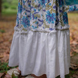 White with Blue Sanganeri Top with White Sharara & Blue Dupatta