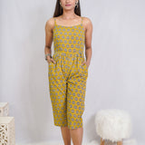 Mustard Bagru Handblock Print Cotton Jumpsuit