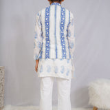 White Paisley Kurta Pyajama with Vest