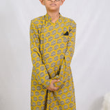 Mustard Bagru Booti Kurta and Pajama Set