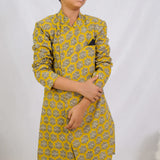 Mustard Bagru Booti Kurta and Pajama Set