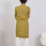 Mustard Bagru Booti Kurta and Pajama Set