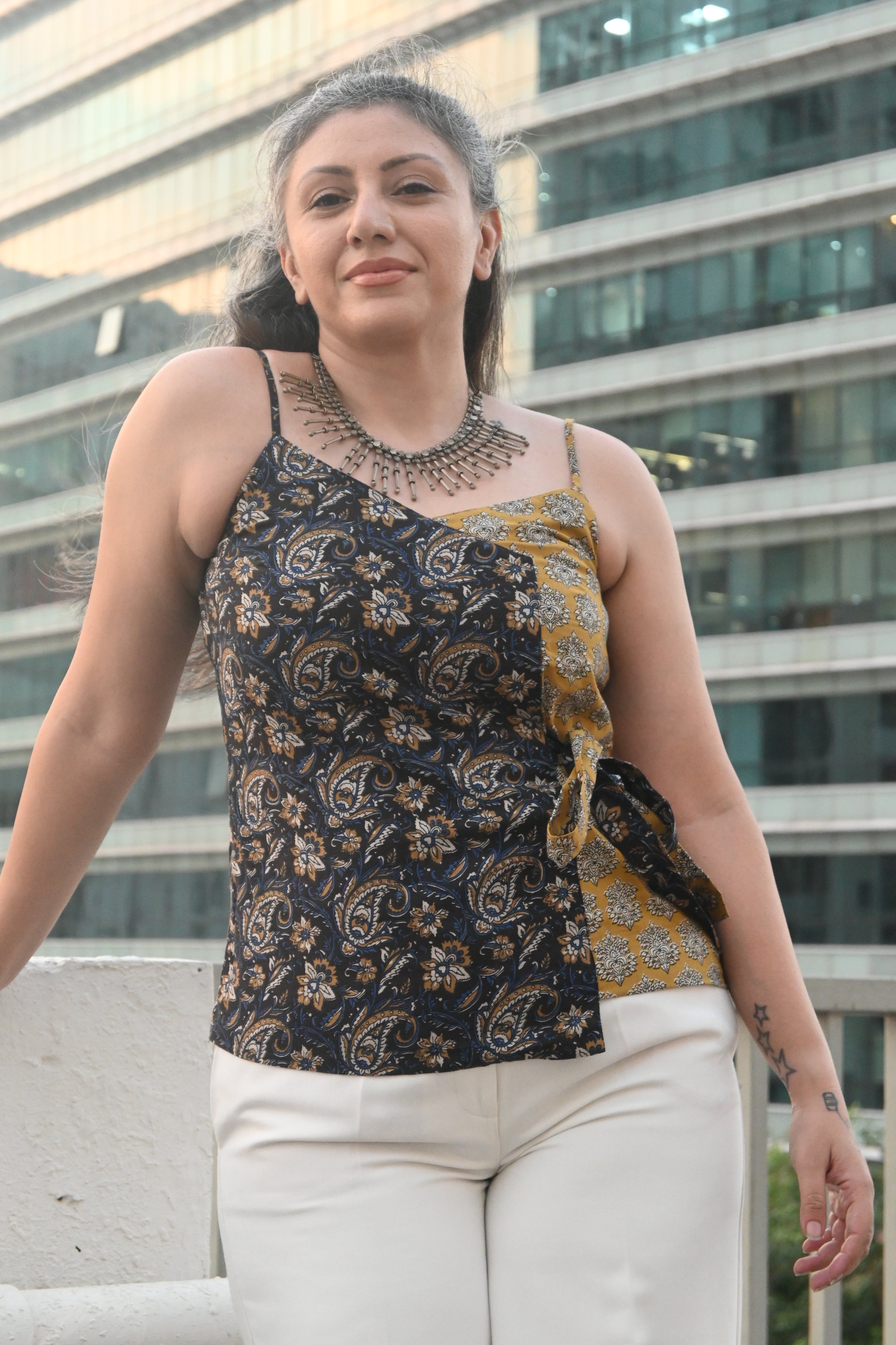 Kalamkari Bagru Handblock Printed Cotton Wrap Top