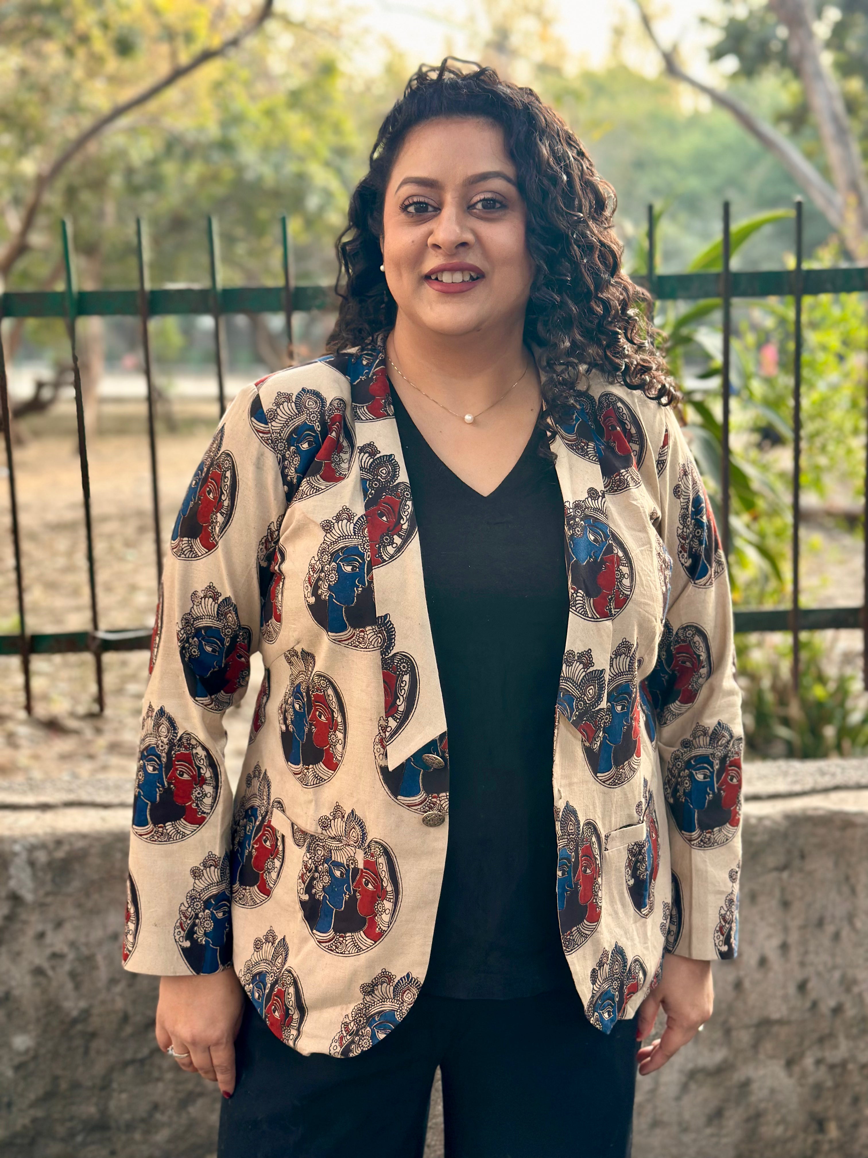 The Boardroom Kalamkari Handblock Print Cotton Blazer