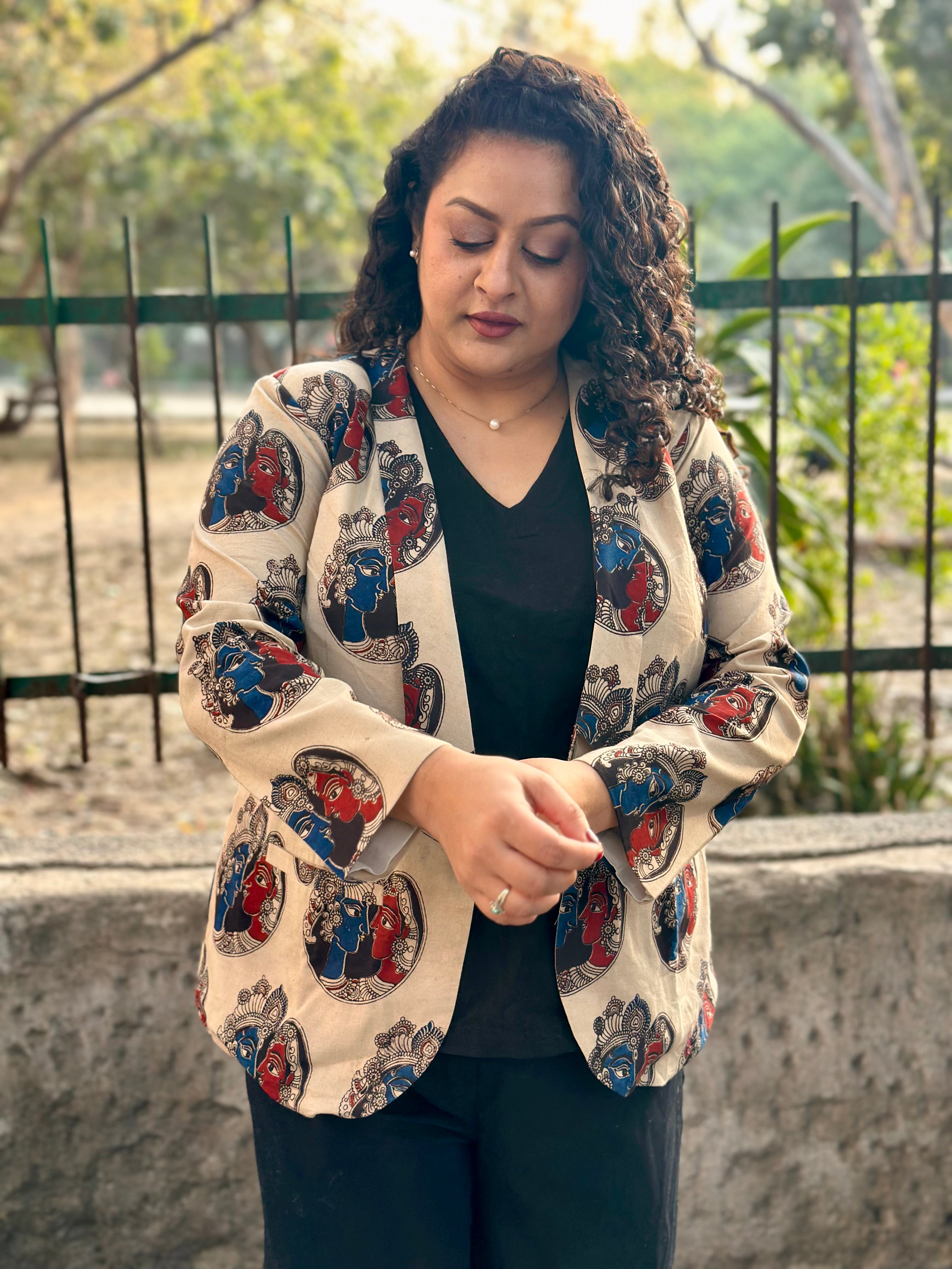 The Boardroom Kalamkari Handblock Print Cotton Blazer