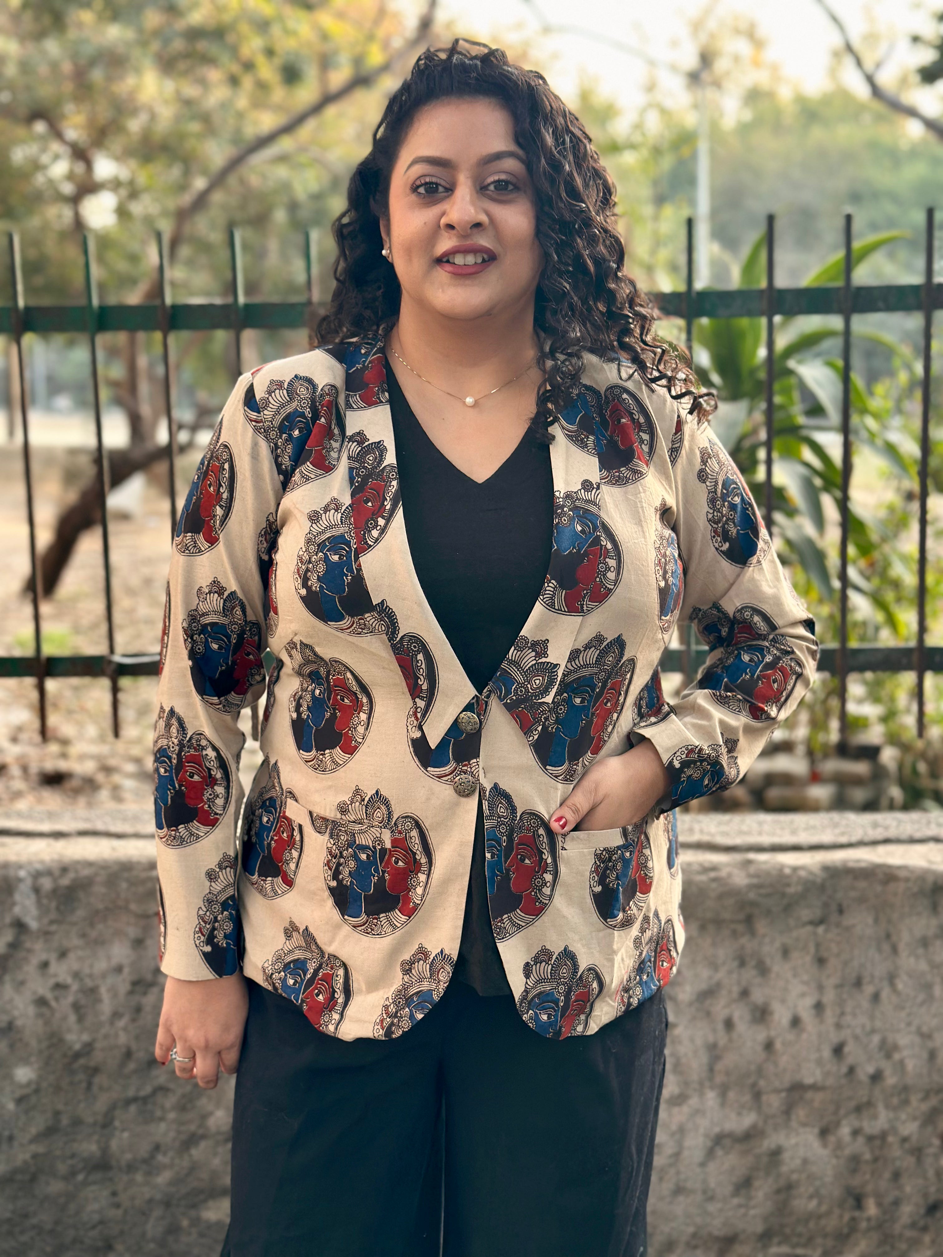 The Boardroom Kalamkari Handblock Print Cotton Blazer