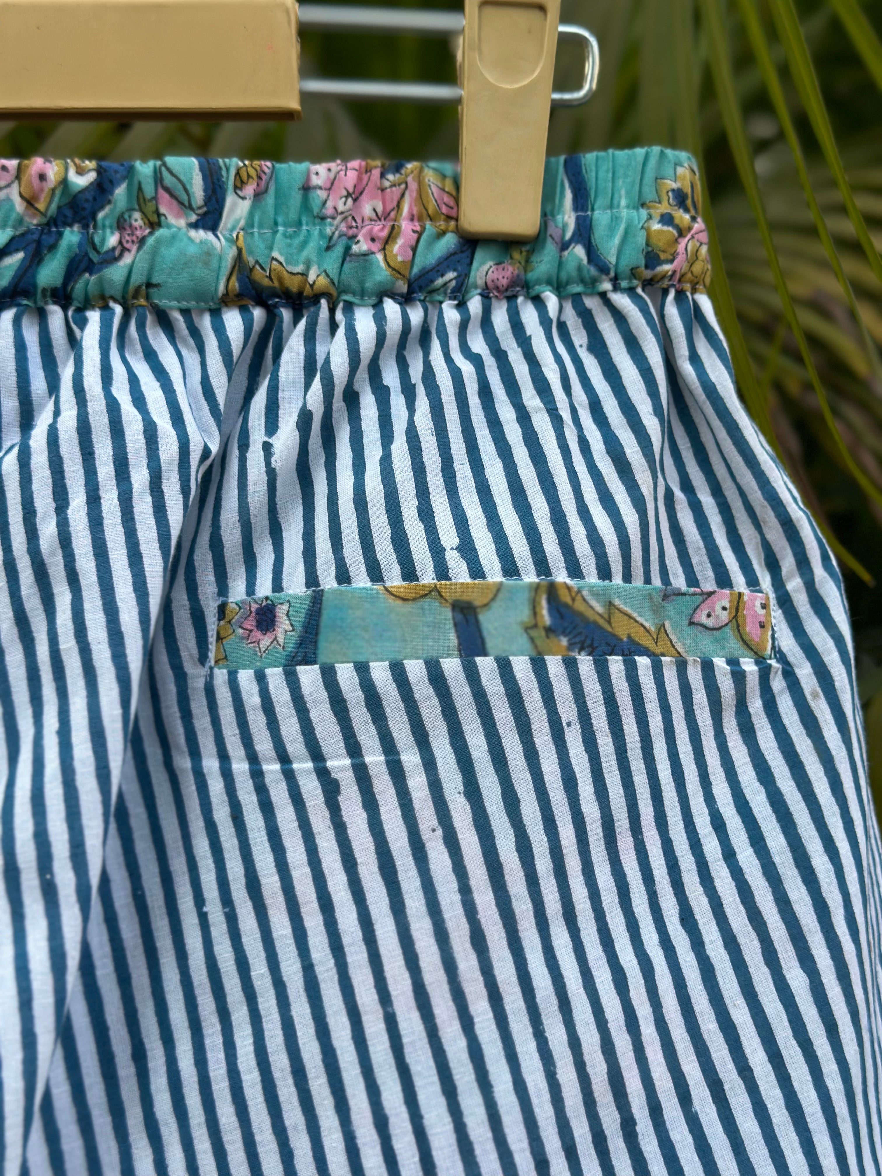 Neel Pushp - Overlap style Handblock print  Cotton Shorts