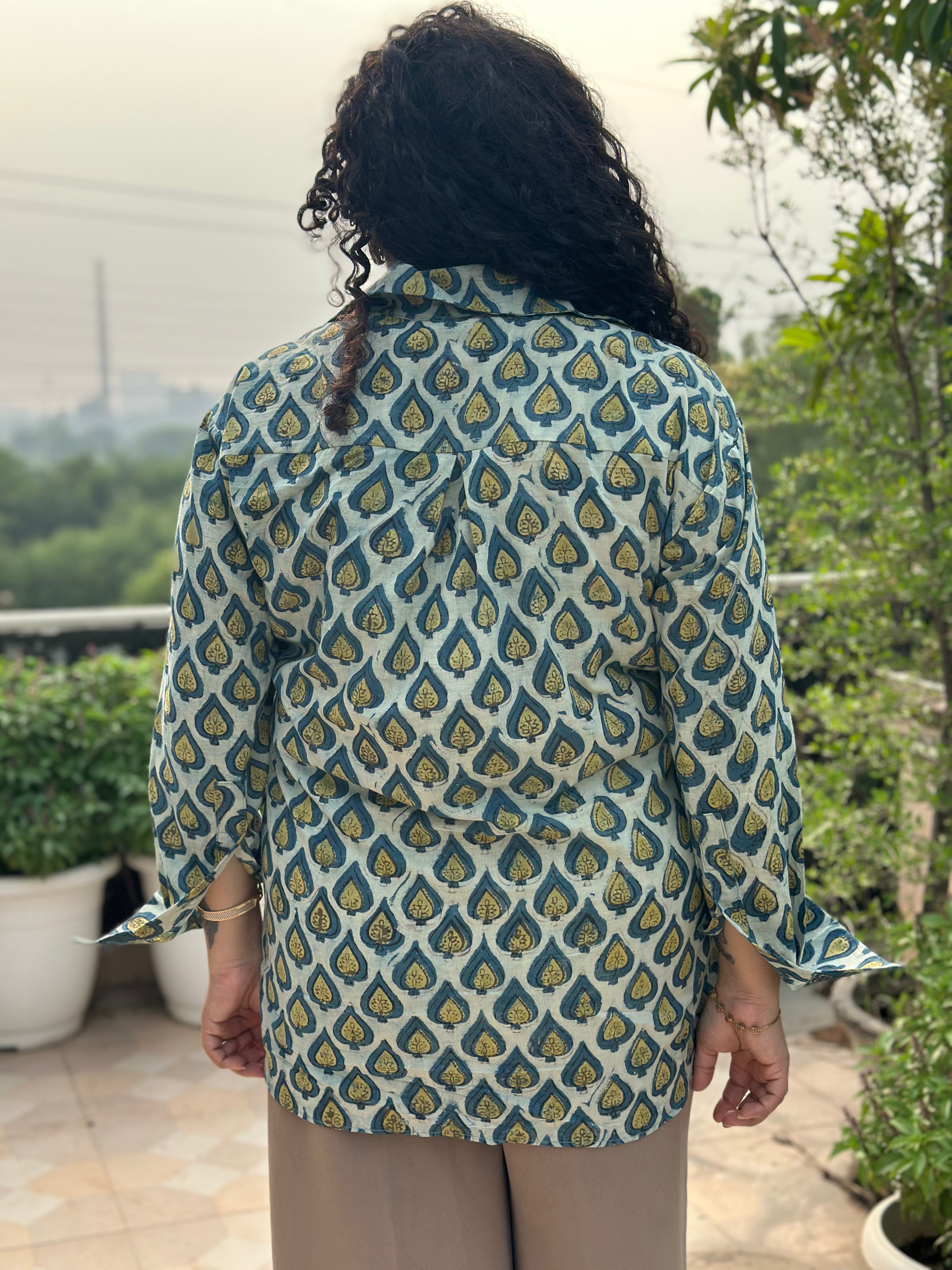 Rooh – Vanaspati Indigo Handblock Print Cotton Shirt