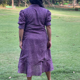 Purple Sanganeri Handblock Printed High Low Cotton Dress