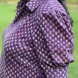 Purple Sanganeri Handblock Printed High Low Cotton Dress