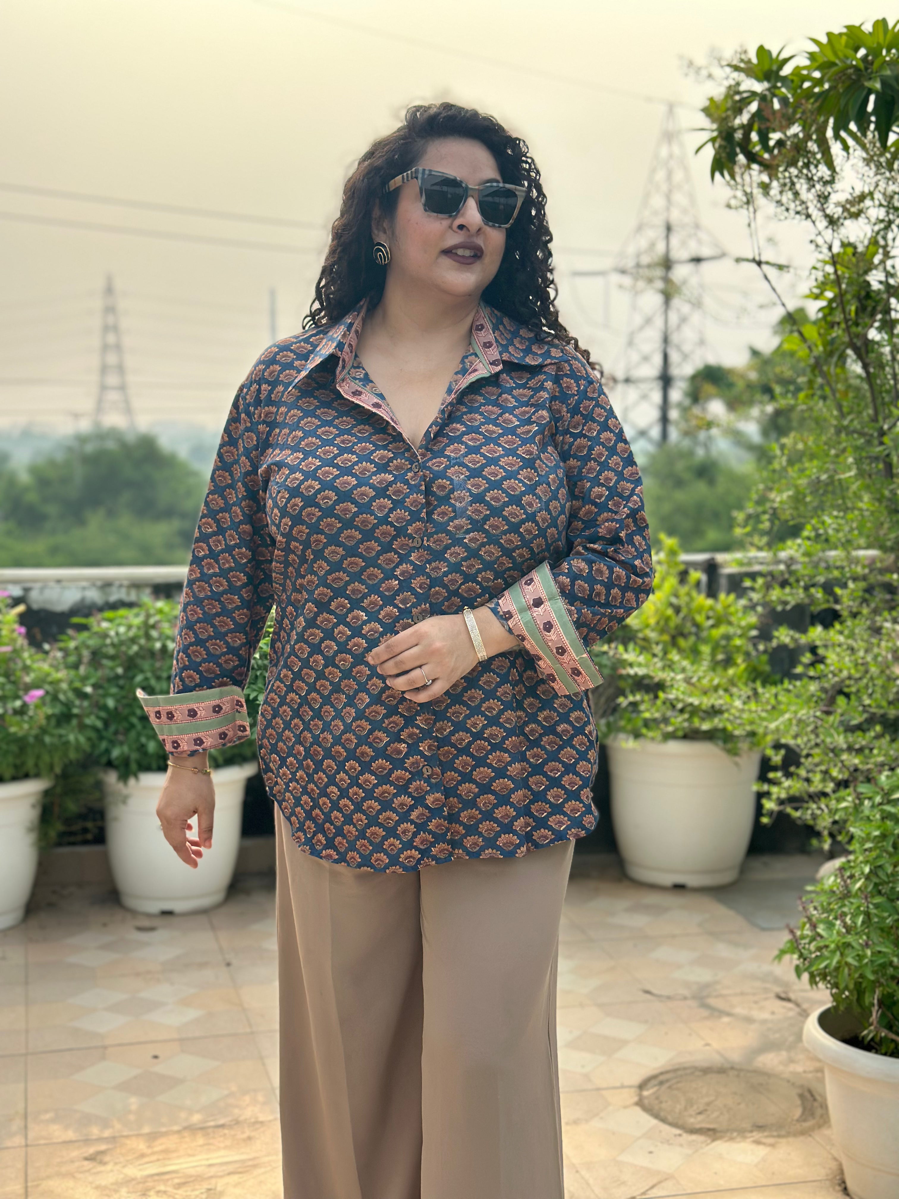 SUHANI – Sanganeri Handblock Print Cotton Shirt