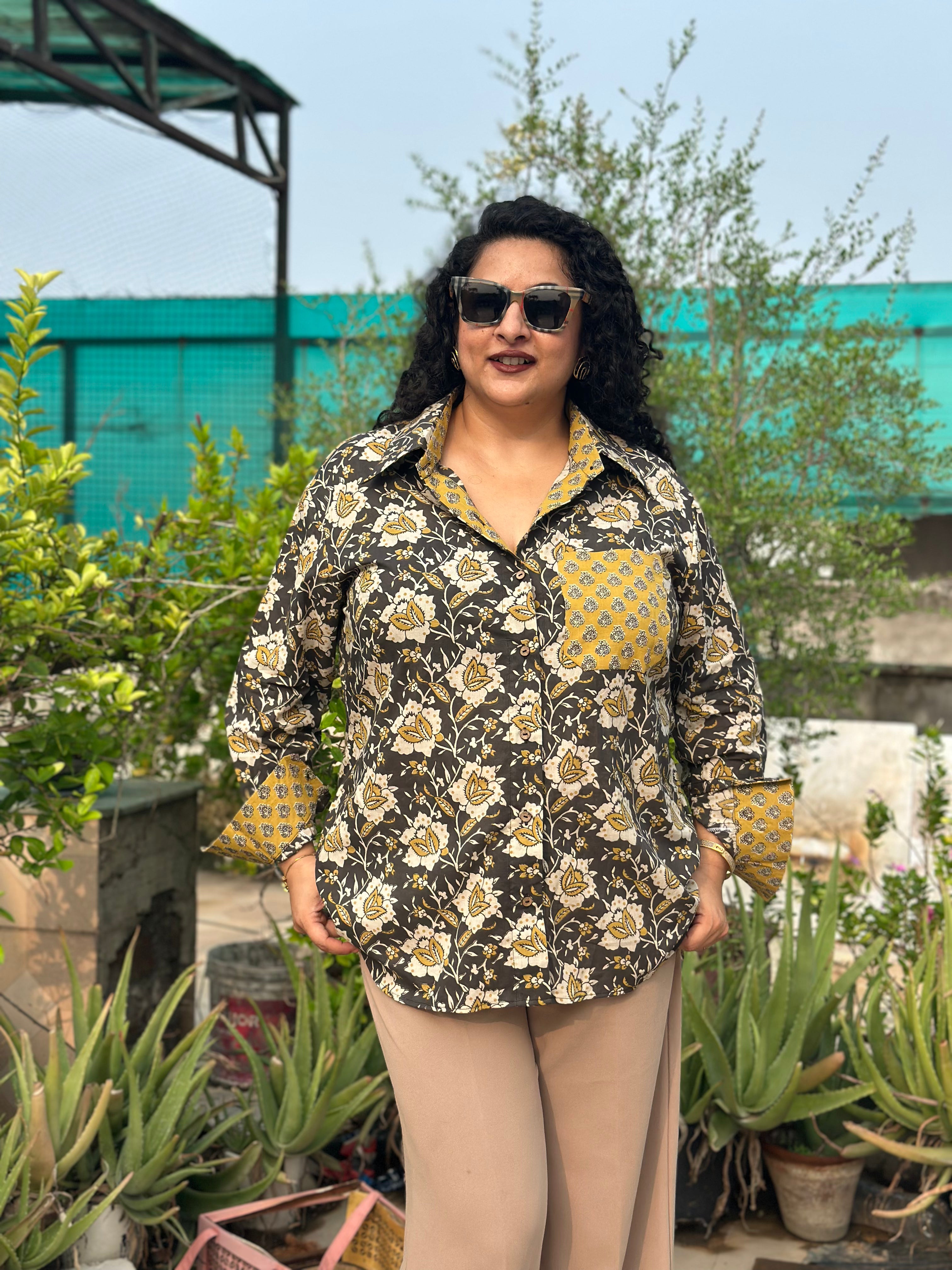 Ruhani – Bagru Kalamkari Handblock Print Cotton Shirt