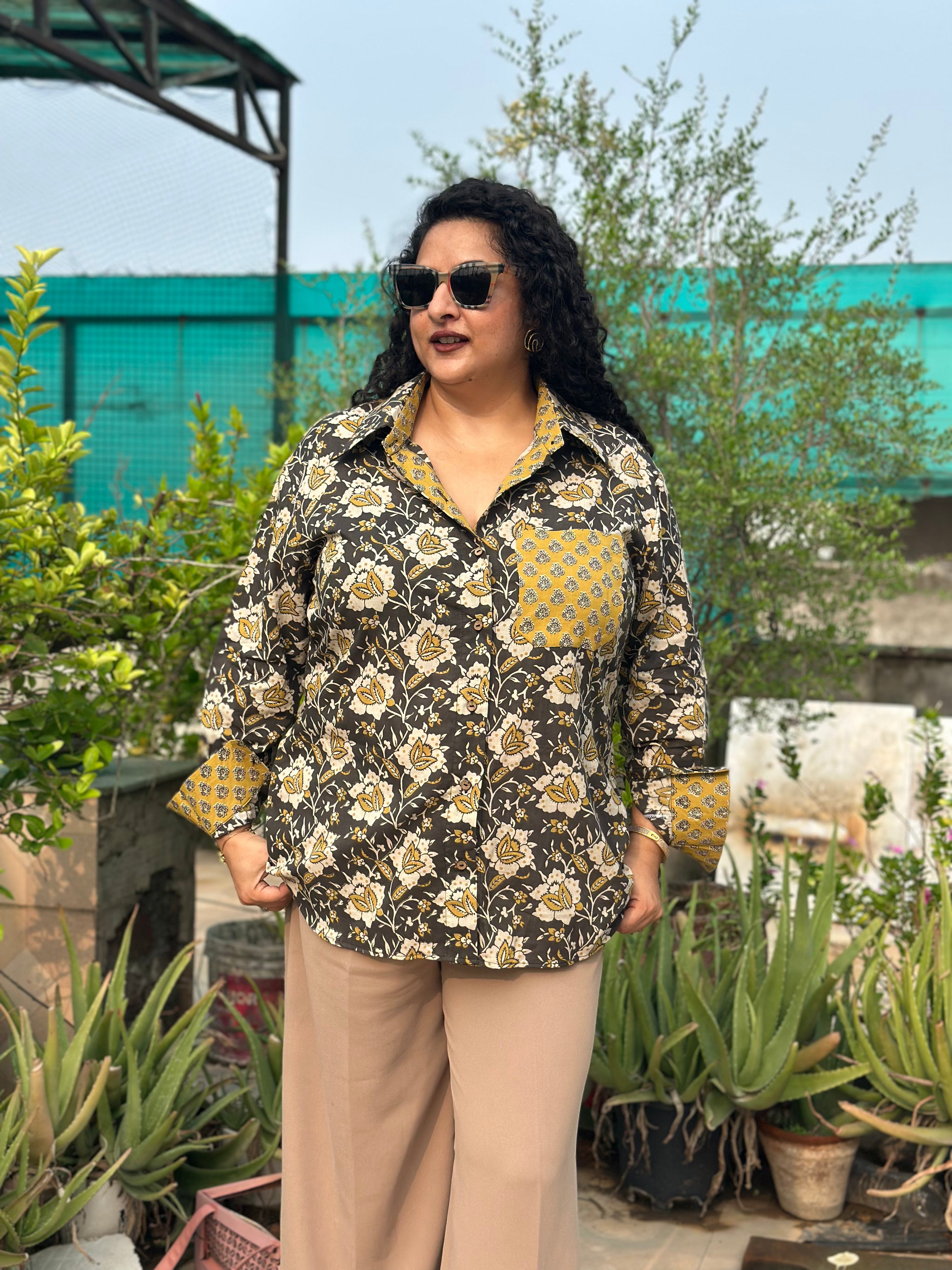 Ruhani – Bagru Kalamkari Handblock Print Cotton Shirt
