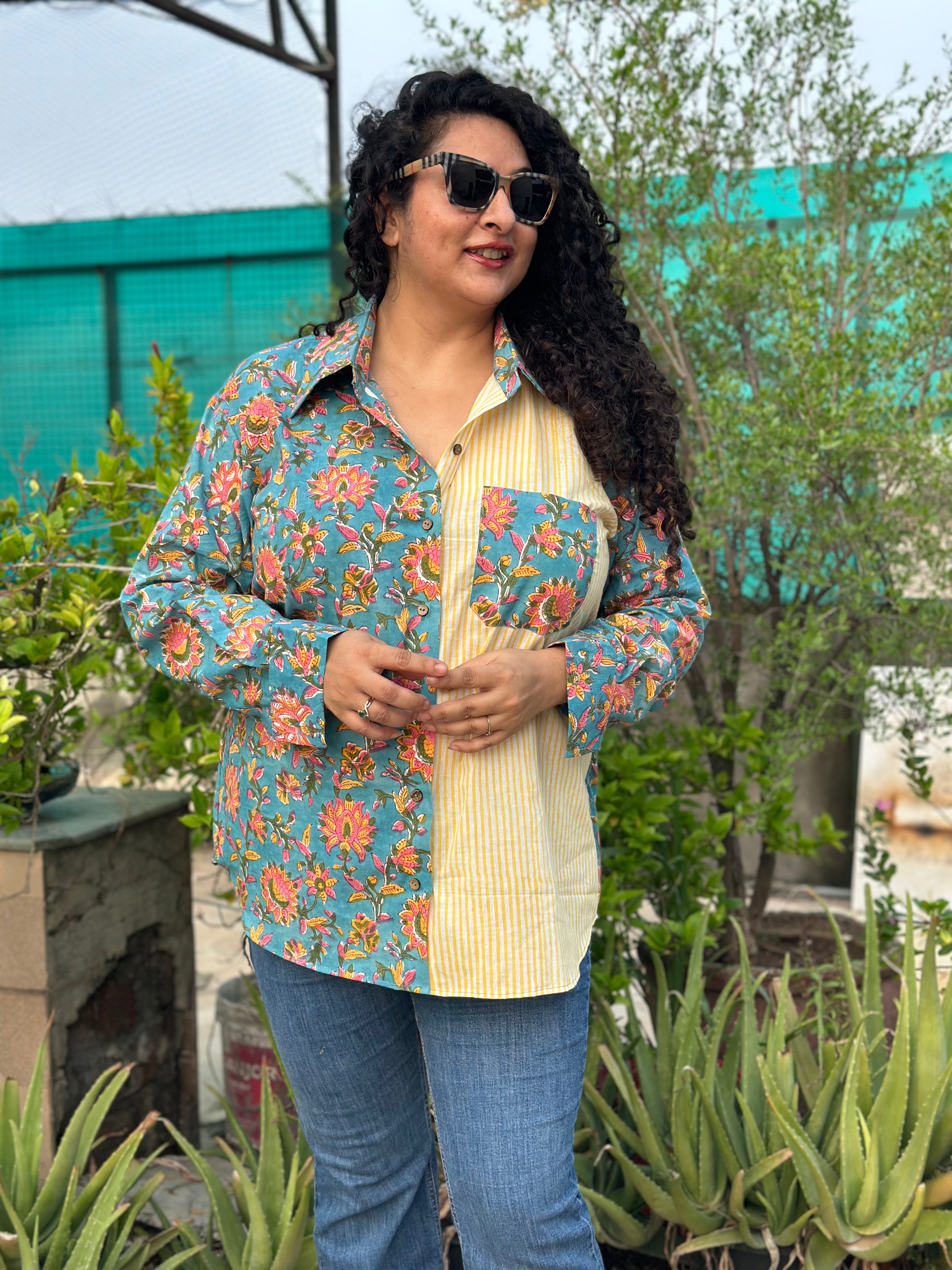 Pallete Drama – Premium Cotton Sanganeri Hand Block Print Shirt