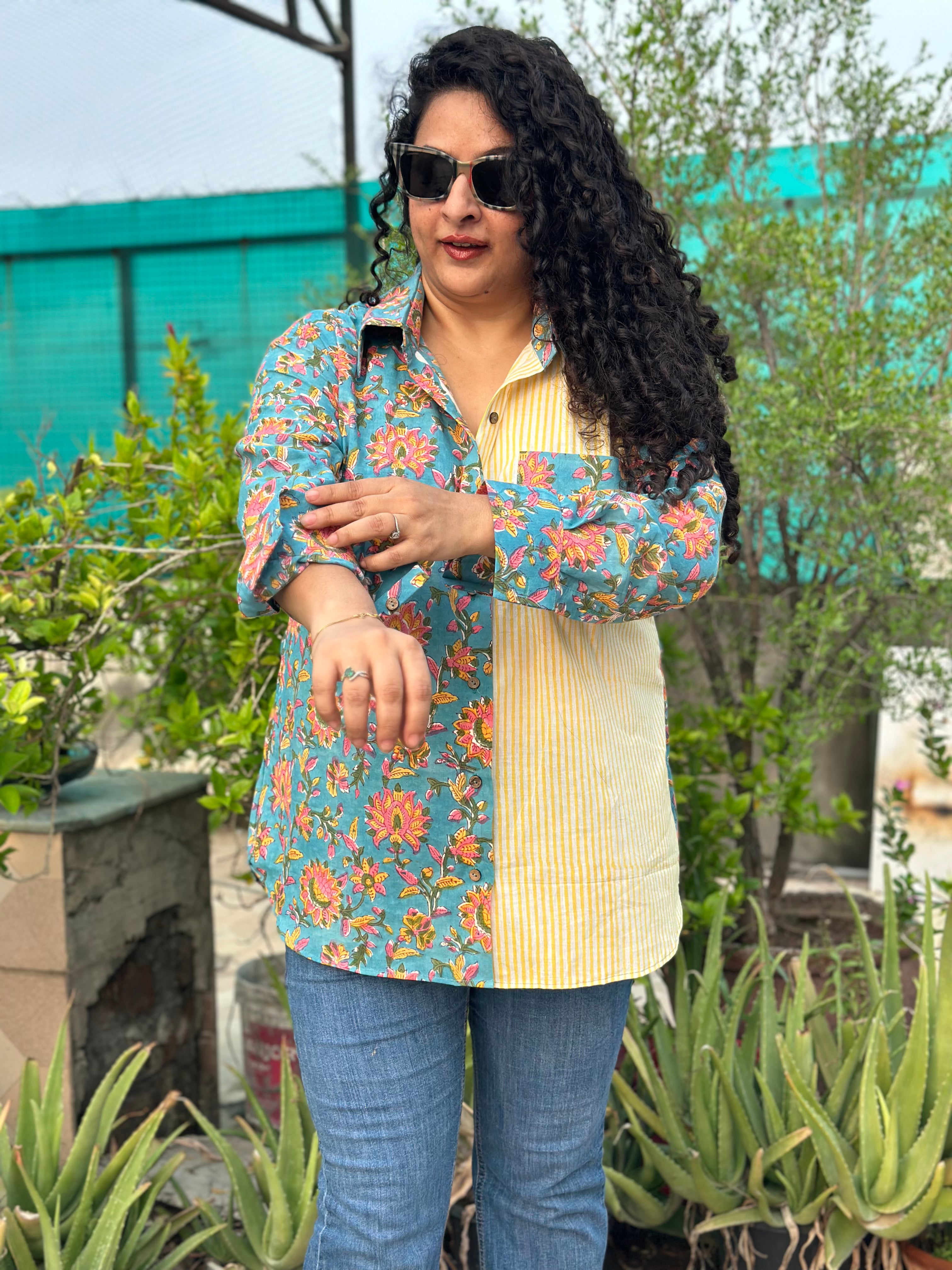 Pallete Drama – Premium Cotton Sanganeri Hand Block Print Shirt