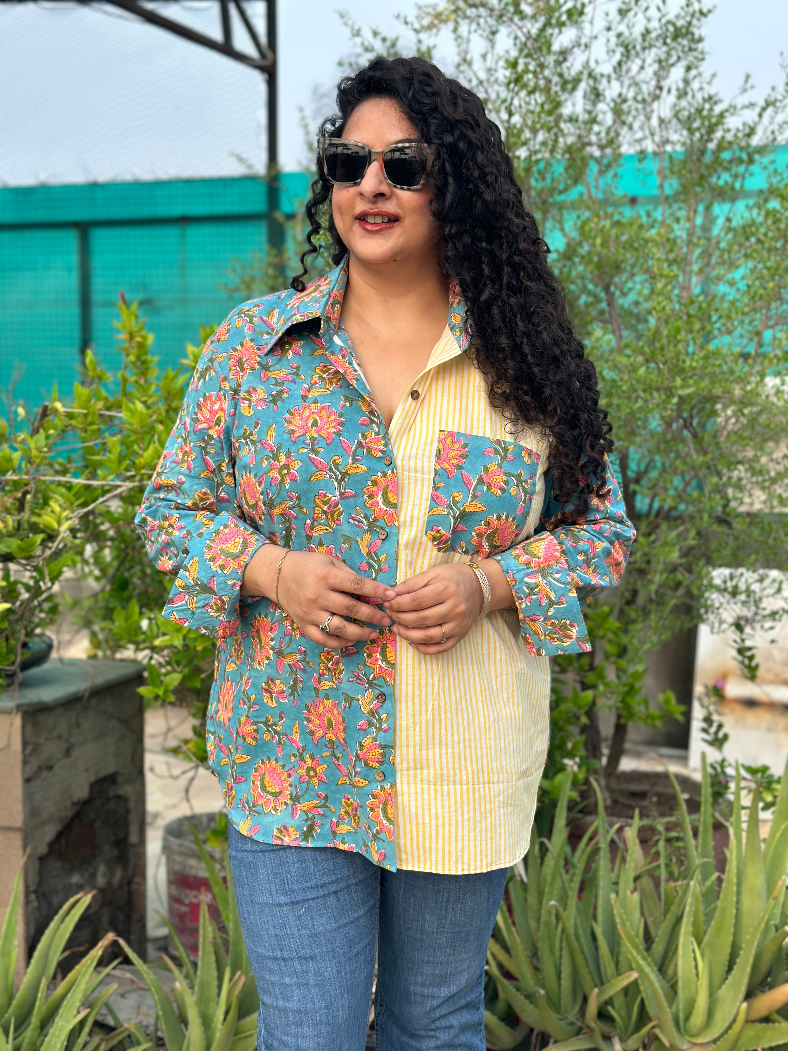 Pallete Drama – Premium Cotton Sanganeri Hand Block Print Shirt