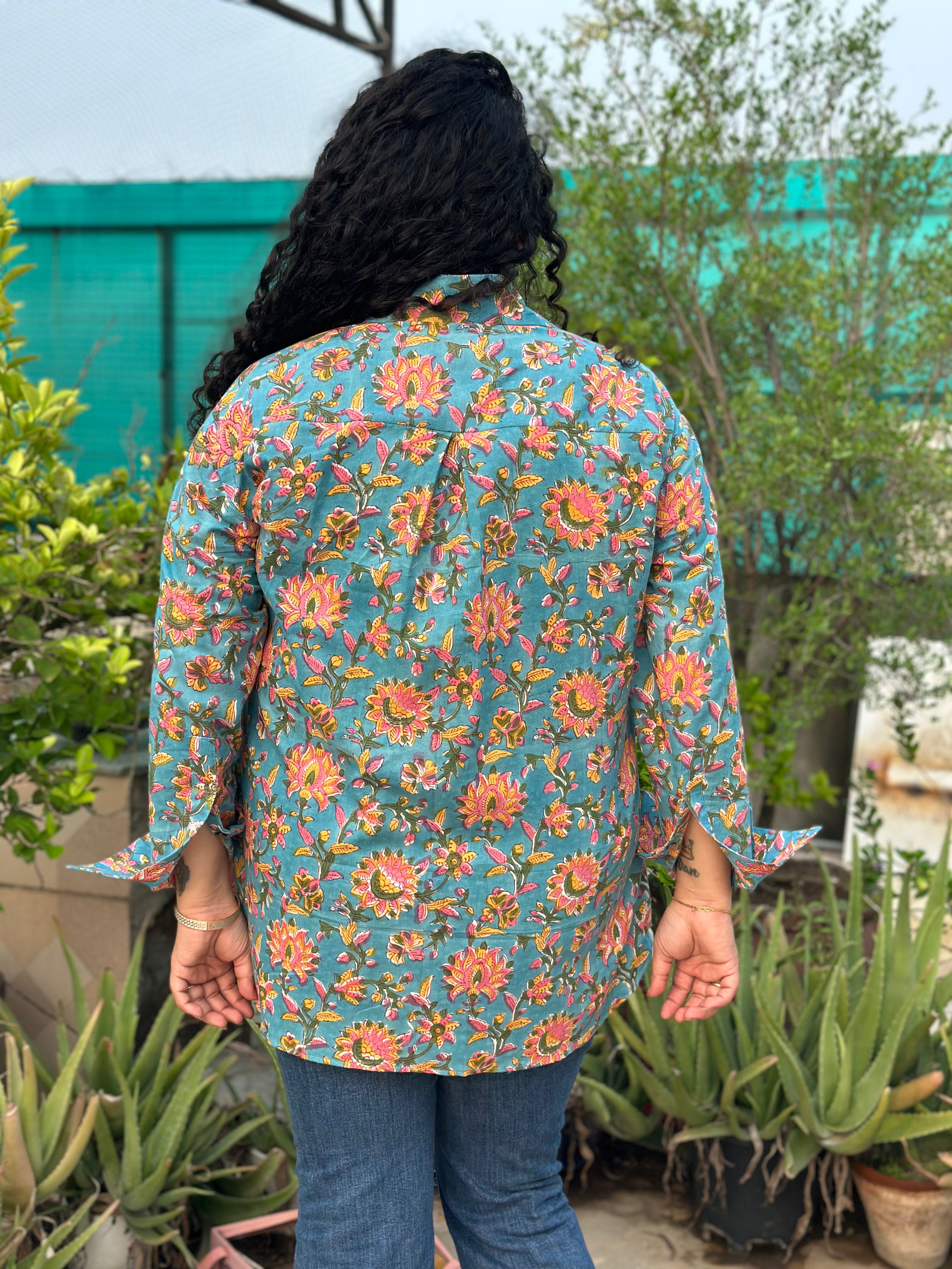 Pallete Drama – Premium Cotton Sanganeri Hand Block Print Shirt