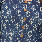 Indigo Dabu Handblock Printed Peplum Cotton Top