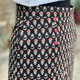 Black bagru handblock print mermaid cotton skirt