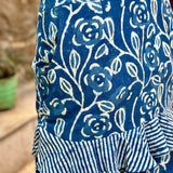 Indigo dabu handblock print tiered cotton skirt
