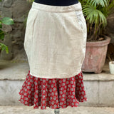 White mermaid cotton skirt with Red bagru handblock patch