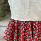 White mermaid cotton skirt with Red bagru handblock patch