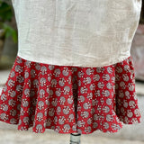 White mermaid cotton skirt with Red bagru handblock patch