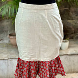 White mermaid cotton skirt with Red bagru handblock patch