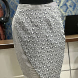 Grey camel bagru handblock print pencil wrap style cotton skirt